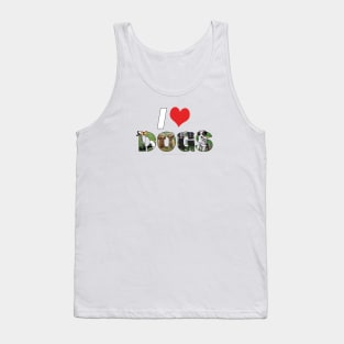 I love (heart) dogs - mixed dog breed oil painting word art Tank Top